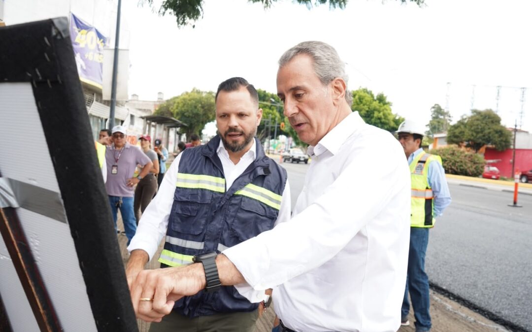 Supervisa Pepe Chedraui trabajos del Tren Capitalino de Pavimentación en bulevar Héroes del 5 de Mayo