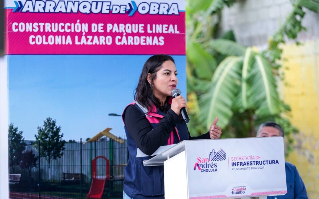 En San Andrés Cholula inicia Lupita Cuautle construcción de Parque Lineal en la colonia Lázaro Cárdenas