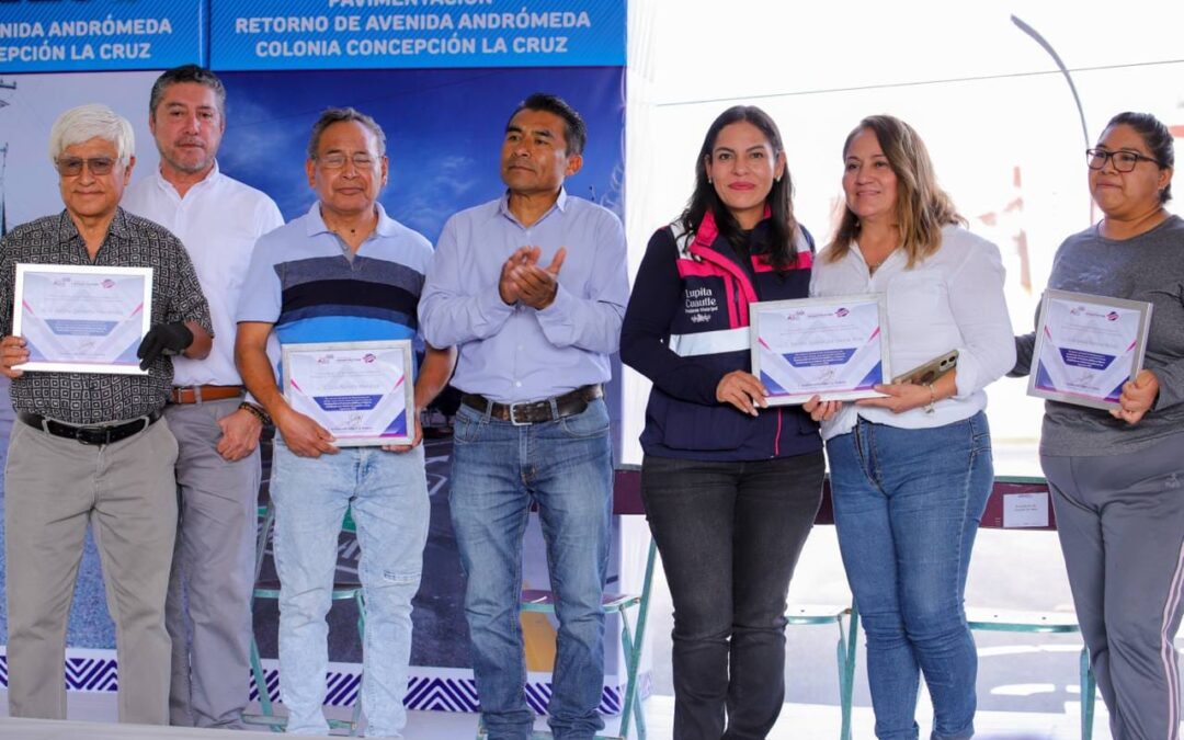 Inaugura Lupita Cuautle obra con punto de monitoreo inteligente en Concepción la Cruz de San Andrés Cholula