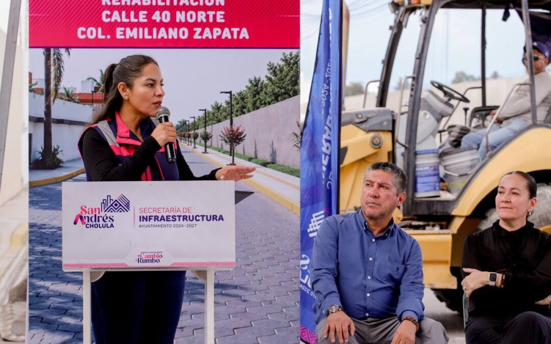 En San Andrés Cholula Lupita Cuautle pone en marcha la rehabilitación de la calle 40 Norte en Emiliano Zapata